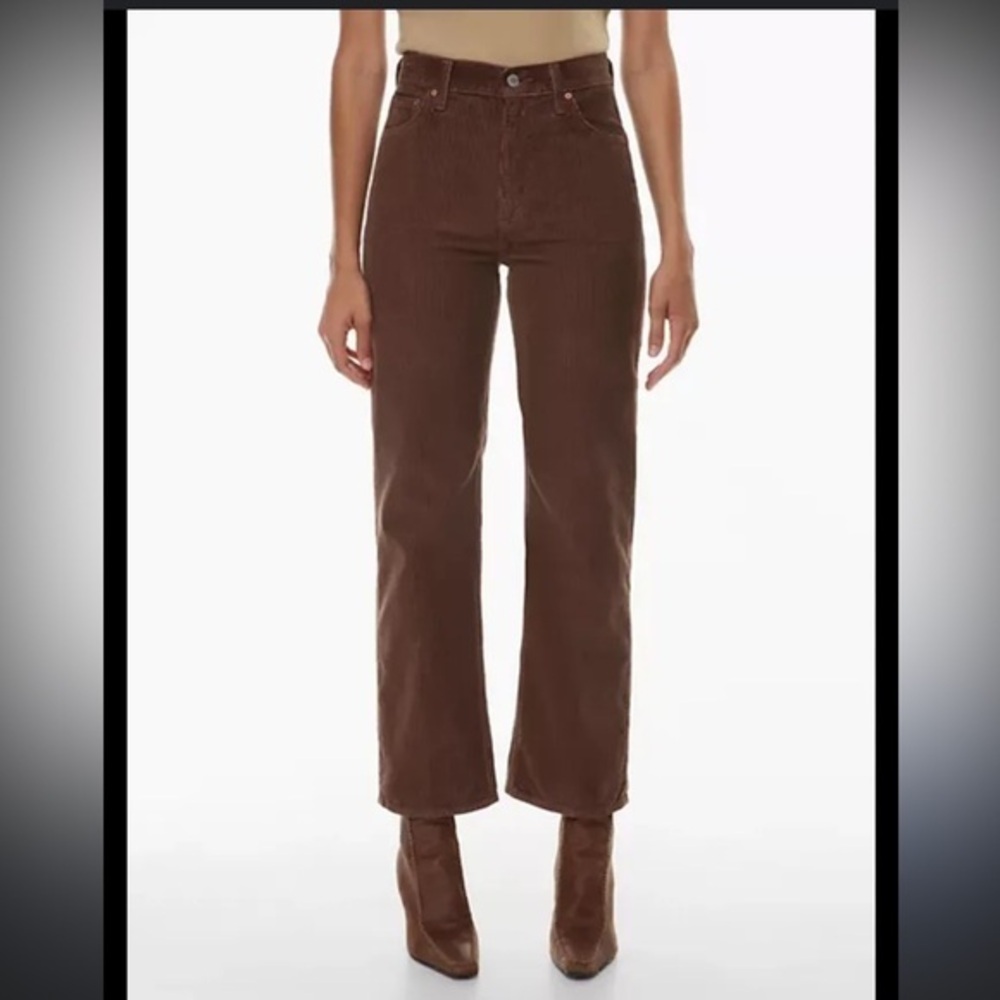 DENIM FORUM The Arlo Hi Rise Straight brown corduroy pant / size 28 woman’s